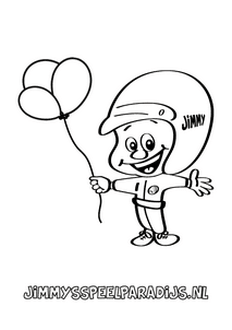 Leuke kleurplaat van Jimmy met een ballon om in te kleuren voor kinderen